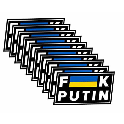 10 팩 Fuck Putin 스티커 우크라이나 깃발 Funny 안티 Putin 자동차 범퍼 노트북 창문 벽면 비닐 방수 데칼 스티커