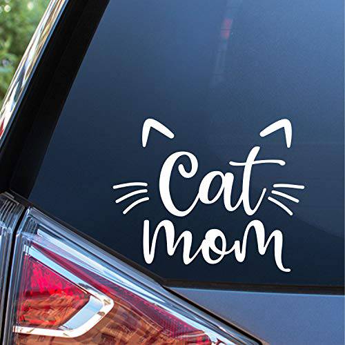 일몰 그래픽&  데칼, 도안 고양이 Mom 데칼 비닐 자동차 스티커 | 자동차 트럭 밴 벽 노트북 | 화이트 | 5.5 인치 | SGD000212