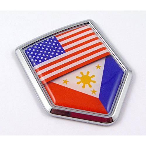 USA 필리핀 Philippinian 아메리칸 깃발 자동차 크롬 엠블렘, 앰블럼 데칼 스티커