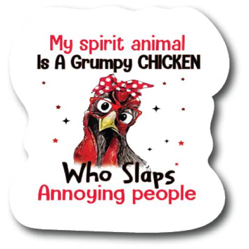 My 스피릿 동물 is A Grumpy 치킨 Who Slaps Annoying People 2 팩, 4.5 인치 데칼 자동차 범퍼 노트북 코팅된 스티커 PS822