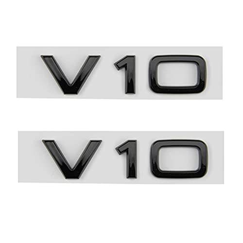 2pcs 글로시 블랙 ABS 레터 넘버 V10 엠블렘, 앰블럼 아우디 자동차 스타일링 펜더 사이드 배지 스티커