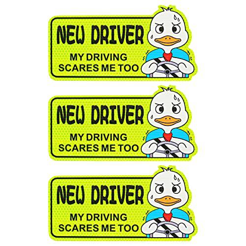 MOCHENT 반사 New 드라이버 스티커  자동차 - New 드라이버 스티커 표지판 Funny Duck Sticker(3PCS, Duck 스타일)