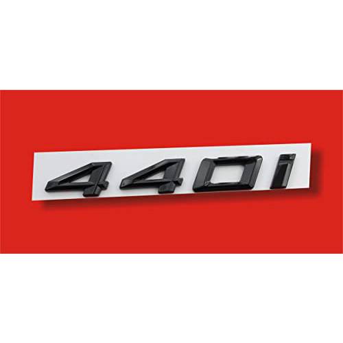 QC 440i 브라이트 광택 블랙 정품 사이즈 트렁크 리드 교체용 BMW 4 시리즈 3D 엠블렘, 앰블럼 배지 자동차 리어,후방 숫자 글자 로고 스티커 라벨 데칼 (440i, 글로시 블랙)