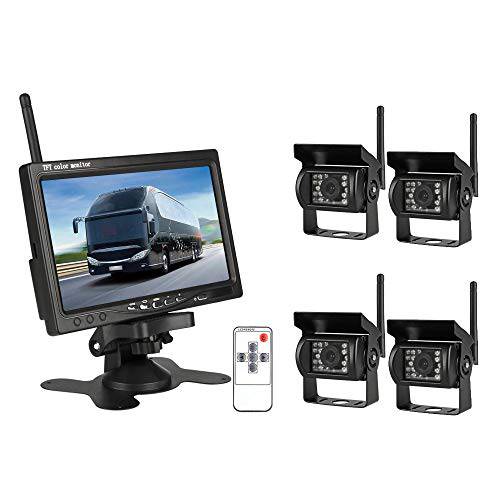 EVERSECU 4pcs 무선 차량 백업 카메라 플러스 7 모니터 주차 보조 시스템 Rv/ SUV/ 밴/ 픽업/ 트럭/ 트레일러 리어,후방/ 사이드/ 전면 뷰 시스템 전환가능
