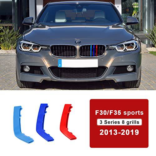 JYMY 그릴 인서트 장식 트림 호환가능한 BMW 3 시리즈 2013-2019 F30 F35 스포츠 8 Beams