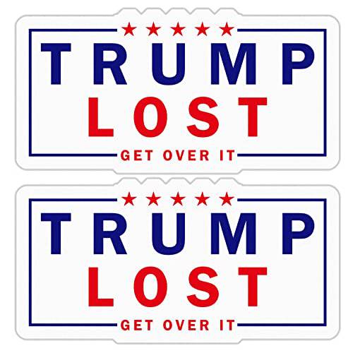 2 팩 Trump Lost Get Over It 자동차 자석 사인 안티 Trump Democrat 범퍼 반사 비닐 사인 노트북 데칼 자동차 범퍼 창문 방수 자석 장식