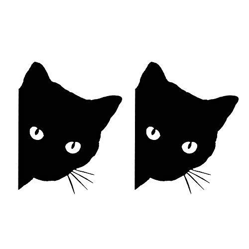 TOMALL 2PCS 6.1’’ 고양이 Peeking 자동차 스티커 고양이 관찰 비닐 반사 데칼,도안 방수 Funny Self-Adhesive 자동차 창문 범퍼 노트북 오토바이 (블랙)