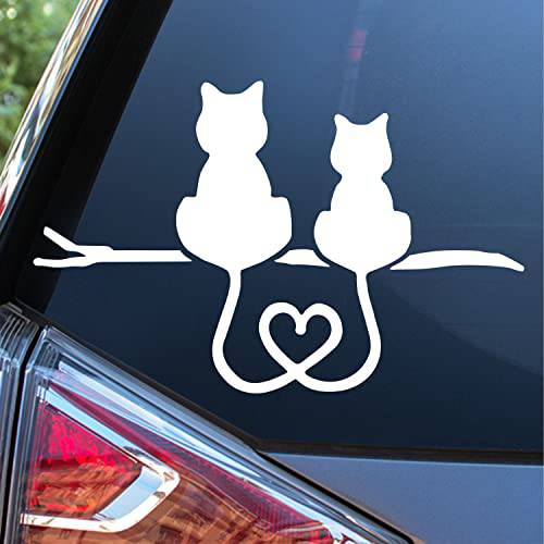 일몰 그래픽&  데칼, 도안 고양이 Love Heart 데칼 비닐 자동차 스티커 | 자동차 트럭 밴 벽 노트북 | 화이트 | 5.5 인치 | SGD000261