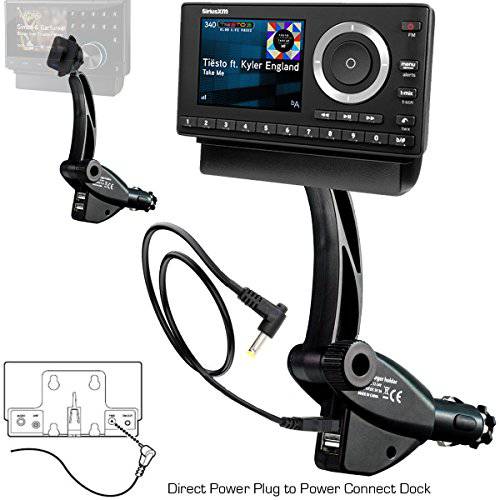 ChargerCity 듀얼 USB Sirius XM 위성 라디오 차량용 트럭 라이터 소켓 마운트 w 틸트 맞추다 PowerConnect 케이블 어댑터 오닉스 플러스 EZR EZ Lynx Stratus Starmate Xpress 차량 도크 미 포함