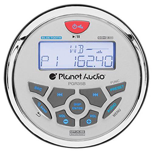 Planet Audio PGR35B 내후성 선박 게이지 리시버 - 블루투스 디지털 미디어 MP3 플레이어 No CD 플레이어 USB 포트 AUX-In AM FM 라디오 리시버