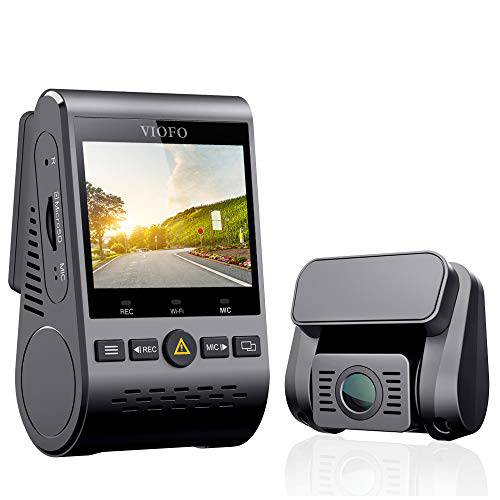 VIOFO  듀얼 블랙박스 A129 Duo 풀 HD 1080P 전면 and 후방카메라 GPS Wi-Fi 컴팩트 디자인 2.0” LCD 디스플레이 140° 와이드 앵글, 응급시 레코딩, 주차 모드, 슈퍼 콘덴서, 모션 감지,센서, WDR