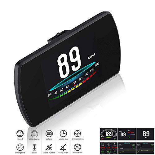 ACECAR  업그레이드 T800 범용 차량용 HUD 헤드업디스플레이 디지털 GPS 속도계 나침반 운전 위도 and Longitude Speedup 테스트 브레이크 테스트 과속 알람 HD LCD 디스플레이 모든 차량