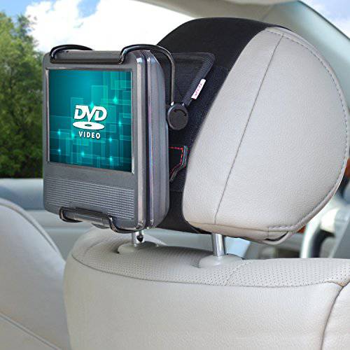 TFY  범용 차량용 헤드레스트 마운트 홀더 앵글- 조절가능 고정,접착 클램프 7-10 인치 스위블 스크린 휴대용 DVD 플레이어, 블랙