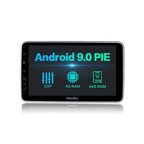 dasaita 10.2 인치 회전가능 라지 스크린 더블DIN 안드로이드 9.0 차량용 스테레오 Any 차량 a 더블DIN 슬롯 라디오 GPS 네비게이션 4G 램 64G ROM 빌트인 DSP 대시보드 키트 Meomery 카드
