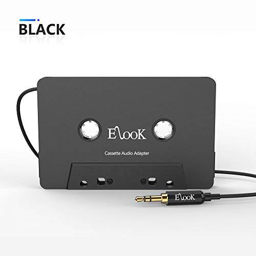 Elook 자동차 카세트 보조 어댑터, 자동차, 전화, MP3 요법을위한 3.5mm 범용 오디오 케이블 테이프 어댑터. 검은