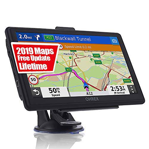 GPS 네비게이션  트럭& Rv&  차량용, 7 인치 OHREX GPS 네비게이션 시스템, GPS  트럭 드라이버 상업용, 2020 지도 프리 라이프타임 업데이트, Spoken Turn-by-Turn Directions, 드라이버 알림
