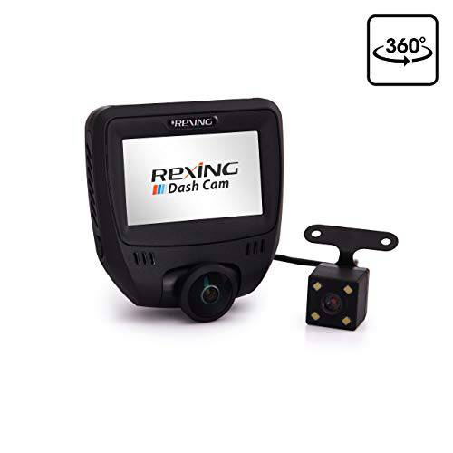 Rexing V360 360 도 와이드 앵글 듀얼 채널 블랙박스카메라 레코더 대시보드 캠  후방카메라, G-Sensor, WDR, 루프 레코딩