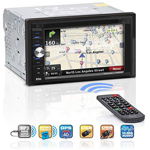 BOSS Audio Systems BV9384NV GPS 네비게이션 - 이중 DIN 블루투스 오디오 and 통화 6.2 인치 LCD 터치스크린 Built-in 마이크,마이크로폰 MP3 CD DVD USB SD AM FM 라디오 리시버