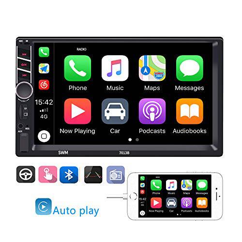 더블DIN 차량용 스테레오 in-Dash 차량용 라디오 블루투스 7 인치 HD 터치스크린 오토 라디오 지원 D-Play 미러 링크 안드로이드 iOS 폰 FM/ USB/ TF/ Aux-in/ RCA/  후방카메라+  리모컨, 원격