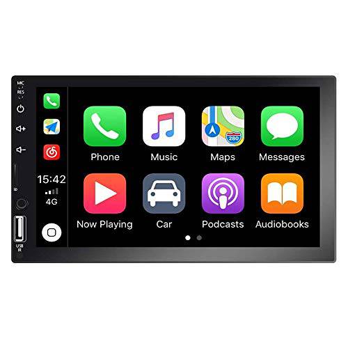 Autoradio Indash 차량용 스테레오 더블DIN 7 인치 HD 터치 스크린 라디오 블루투스 FM USB/ AUX-in/ RCA/ 리어,후방 뷰 카메라 입력 지원 미러 링크 D-Play 안드로이드 iOS 폰+  후방카메라&  리모컨