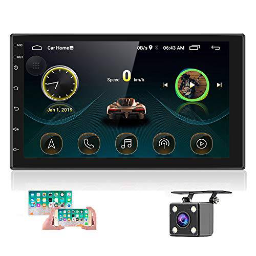 더블DIN 안드로이드 차량용 스테레오 GPS 7 InchTouch 스크린 차량용 라디오 블루투스 지원 미러 링크 iOS/ 안드로이드 폰 와이파이 연결+  후방카메라
