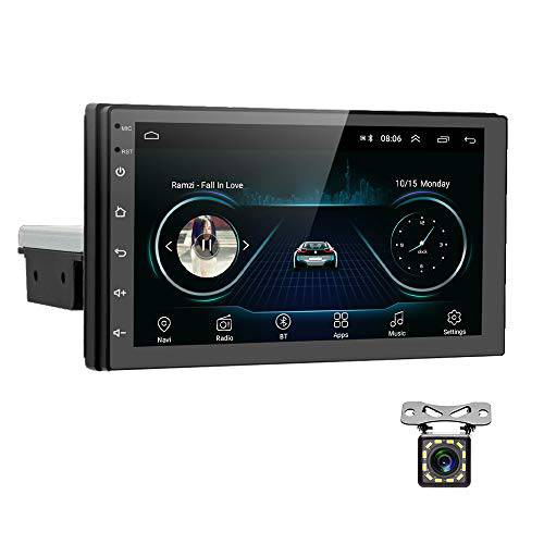 AMPrime 안드로이드 9.0 싱글 Din 차량용 스테레오 블루투스 7 인치 터치 스크린 GPS 네비게이션 지원 와이파이/ 듀얼 USB/ DVR 입력/ 미러 링크 안드로이드 iOS 폰+  후방카메라