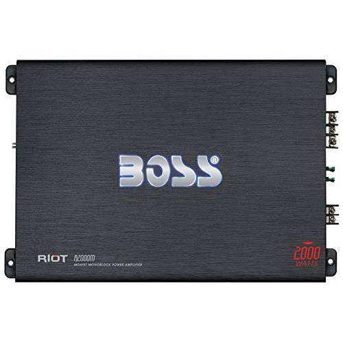 BOSS Audio Systems R2000M 모노블록 차량용 앰프 - 2000 와트 앰프, 2/ 4 옴 안정된, Class A/ B, 모스펫 파워 서플라이, Great 차량용 서브우퍼