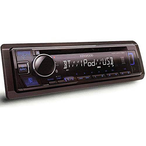 Kenwood  싱글 DIN 블루투스 CD/ AM/ FM USB 예비 입력 차량용 스테레오 리시버 w/ 듀얼 폰 연결, 판도라/ 스포티파이/ iHeartRadio, 애플 아이폰 and 안드로이드 컨트롤 ALPHASONIK 이어폰, 이어버드