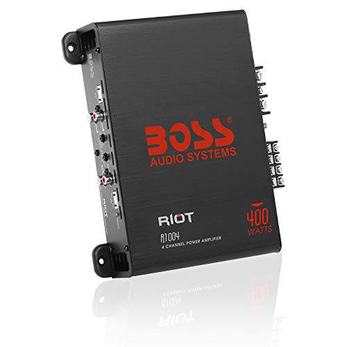 BOSS Audio Systems R1004 4 채널 차량용 앰프  Riot 시리즈, 400 와트, 풀 레인지, Class A/ B, 2 옴 안정된, IC (통합 회로) Great 차량용 스피커 and 차량용 스테레오