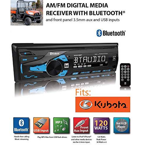 Kubota 트랙터 다이렉트 연결 스테레오 라디오 MP3 AM FM USB Aux 블루투스 리모컨 RTV-1100 RTX-1100C 하네스 플러그 B2650 RTV RTX