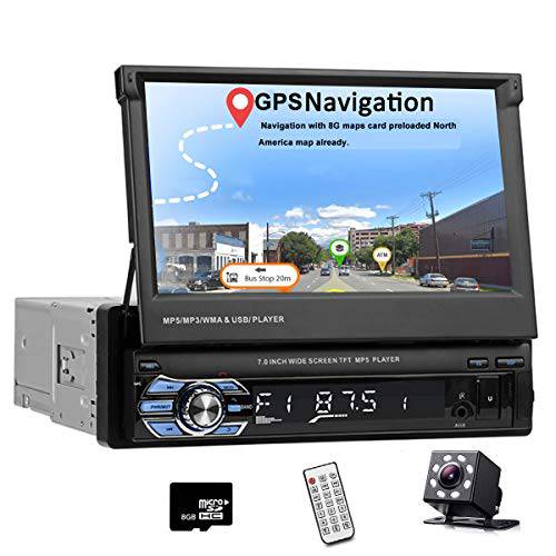 자동차 스테레오 싱글 Din in 대시보드 헤드 유닛 GPS 7 인치 HD 디지털 터치 스크린 자동차 라디오 블루투스 오디오비디오, AV 지원 미러 링크 FM/ SD/ USB/ AUX-in  후방카메라&  리모컨