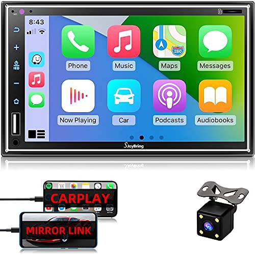 자동차 스테레오 호환가능한 애플 CarPlay, 더블DIN 7 풀 터치 HD 정전식 스크린 - 미러 링크, 블루투스,  후방카메라,  스티어링휠, 운전대, 핸들 Controls, 서브우퍼, USB/ SD 포트, AM/ FM 자동차 라디오