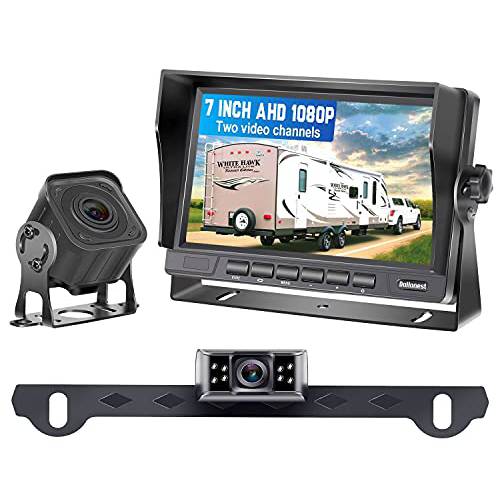 DoHonest V27 AHD 1080P RV 2 후방카메라 키트 7 인치 LCD 모니터 RVs, 트레일러, 트럭, 5th 휠, High-Speed 후방관측 관측 플러그 and 플레이 시스템 슈퍼 나이트 비전 IP69 방수