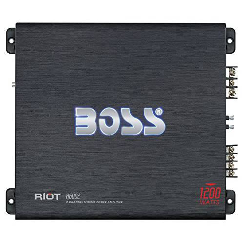 보스 오디오 시스템 R6002 - Riot 1200 와트, 2 채널, 2 4 옴 안정된 Class AB, 풀 레인지, 브리지가능, 모스펫 자동차 앰프 리모컨 서브우퍼 컨트롤