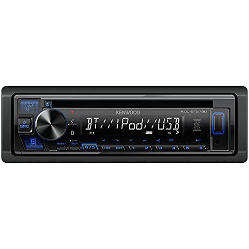 Kenwood KDC-BT278U CD 자동차 스테레오 w/ 블루투스, 싱글 DIN, 어플 컨트롤& AM/ FM 라디오, USB 포트, AUX 입력