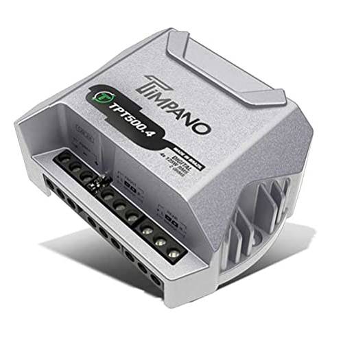 Timpano TPT500.4 컴팩트 4 채널 자동차 오디오 앰프  4 x 125 와트 at 2 옴  미니 스테레오 12 볼트 풀 레인지 Class D 앰프, 브리지가능 앰프 4 채널
