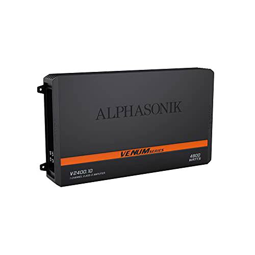 Alphasonik V2400.1D Venum 시리즈 4800 와트 맥스 모노블록 자동차 앰프 파워 식물 칩 4-Way 프로텍트 Circuitry 1-Channel 서브우퍼 Class-D 앰프 리모컨 베이스 부스트 컨트롤 노브 포함