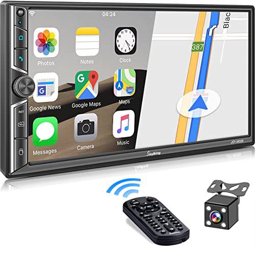 더블DIN 자동차 스테레오 블루투스 5.1, 미러 링크 안드로이드/ iOS 휴대폰, 7 인치 터치스크린 자동차 엔터테이먼트 멀티미디어 시스템,  후방카메라,  스티어링휠, 운전대, 핸들 컨트롤/ USB/ TF/ FM/ AM