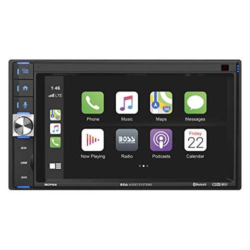 보스 오디오 시스템 BCP62 애플 CarPlay 자동차 멀티미디어 플레이어 - 더블DIN, 6.2 인치 정전식 터치스크린, 블루투스, USB, No DVD, Multi-Color 조명