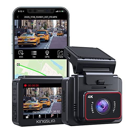 Kingslim D5-4K 블랙박스  와이파이 - 전면 블랙박스era 자동차 GPS and 스피드, 소니 나이트 비전, 지원 어플 and 256GB 맥스