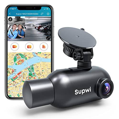 Supwi 2K 듀얼 블랙박스 GPS and Wi-Fi, 전면 and 내부 자동차 카메라 적외선 나이트 비전, 슈퍼 콘덴서, 듀얼 소니 센서, 주차 모니터링