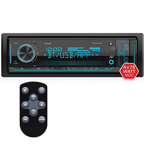 싱글 Din 자동차 오디오 시스템: 블루투스 멀티미디어 자동차 스테레오 - LCD 디스플레이 AM FM 라디오 리시버 MP3 듀얼 USB SD AUX-in 어플 컨트롤 마이크,마이크로폰 퀵 충전