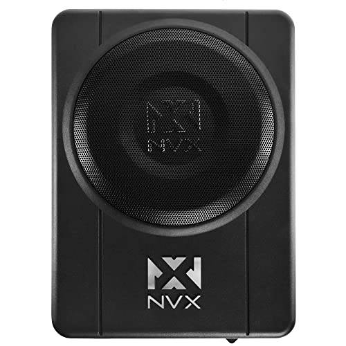 NVX QBUS8P 300W 피크 (150W RMS) 증폭 and Loaded 8 Ported 언더 시트 퀵 베이스 범용 서브우퍼 시스템 리모컨 베이스 노브