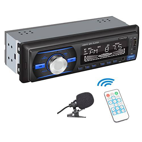 YZKONG 싱글 Din 자동차 오디오 블루투스 자동차 스테레오 리시버 LCD 디스플레이 AM/ FM 라디오 MP3 플레이어 USB SD AUX 포트 Built-in 마이크,마이크로폰, Hands-Free 통화, 어플 리모컨
