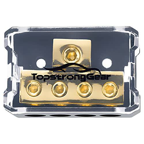 TOPSTRONGGEAR 구리 0/ 2/ 4 게이지 in 4/ 8/ 10 게이지 Out 배전 블록 자동차 오디오 Splitter-Solid 황동