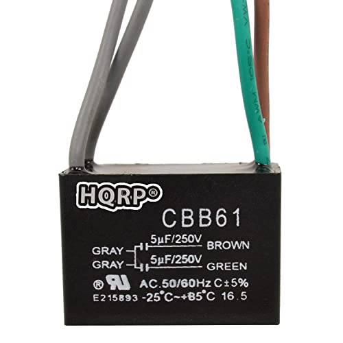 HQRP 천장 팬 콘덴서 CBB61 5uf+ 5uf 4-Wire