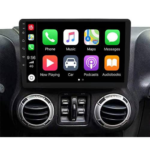 Hizpo 자동차 스테레오 지프 랭글러 JK 2007-2018, 10.1 HD 터치스크린 in-Dash GPS 네비게이션 호환가능한 애플 CarPlay, 자동차 라디오 지원 블루투스,  후방카메라, USB, MirrorLink, TPMS 기능