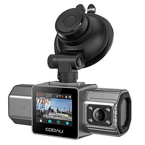 COOAU 2K 듀얼 블랙박스 Build-in GPS, 와이파이 블랙박스 전면 and 리어,후방 적외선 나이트 비전, 전면 and 내부 블랙박스era 자동차, Loop-Recording 자동차 레코더 주차 모드, WDR (D20S)