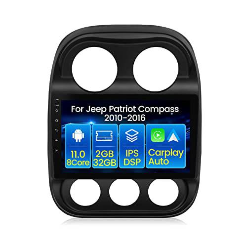 자동차 라디오 스테레오 지프 패트리어트 나침반 2010-2016, 10 인치 안드로이드 11 헤드 유닛 터치 스크린 빌트인 애플 Carplay 안드리오드 오토 DSP IPS 블루투스 GPS 네비게이션 2G 램 32G ROM