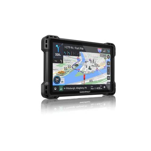 Rand McNally TND 1050 10-inch GPS 트럭 네비게이터, Easy-to-Read 디스플레이, 커스텀 트럭 라우팅, Rand 네비게이션, and 탈부착가능 가드, 블랙